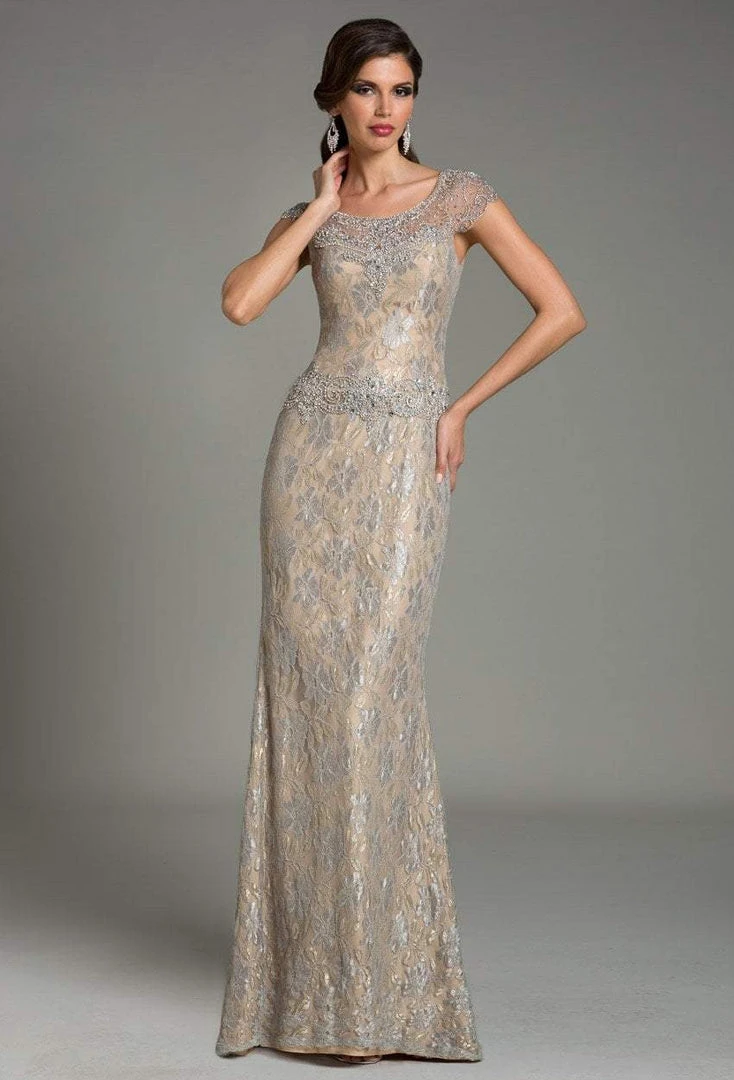 Feriani Couture - 18484 Crystal Embellished Floral Long Dress 3 Feriani Couture - 18484 Crystal Embellished Floral Long Dress