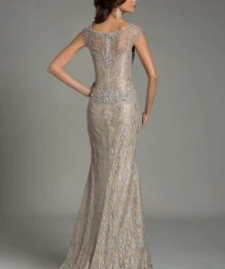 Feriani Couture - 18484 Crystal Embellished Floral Long Dress