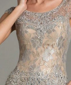 Feriani Couture - 18484 Crystal Embellished Floral Long Dress 7 Feriani Couture - 18484 Crystal Embellished Floral Long Dress