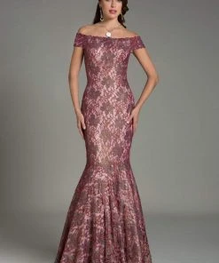 Feriani Couture - 18513 Off Shoulder Lace Floral Mermaid Gown