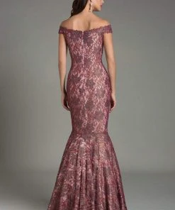 Feriani Couture - 18513 Off Shoulder Lace Floral Mermaid Gown