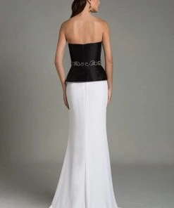 Feriani Couture - 18523 Strapless Embellished Peplum Long Gown