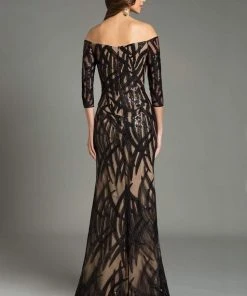 Feriani Couture - 18528 Printed Off Shoulder Long Gown