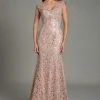 Feriani Couture - 18532 Floral Lace Cap Sleeves Long Dress