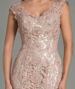 Feriani Couture - 18532 Floral Lace Cap Sleeves Long Dress 7 Feriani Couture - 18532 Floral Lace Cap Sleeves Long Dress