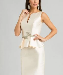 Feriani Couture - 18558 Bejeweled Peplum Cocktail Dress