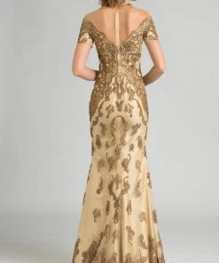 Feriani Couture - 18569 Embellished V-Neck A-Line Dress