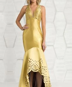 Feriani Couture - 18575 Sleeveless Deep V-Neck Trumpet Dress