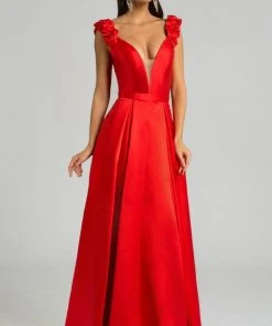 Feriani Couture - 18579 Ruffled Deep V-Neck A-Line Gown