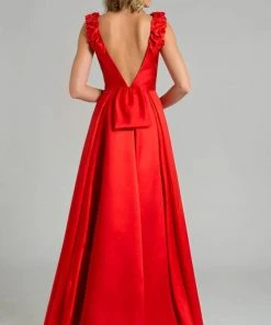 Feriani Couture - 18579 Ruffled Deep V-Neck A-Line Gown