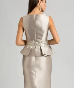 Feriani Couture - 18620 Embroidered Two-Piece Peplum Dress