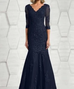 Feriani Couture - 18633 Lace V-neck Mermaid Dress