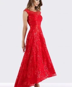 Feriani Couture - 18650 Cap Sleeve Embroidered High Low Gown