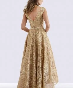 Feriani Couture - 18650 Cap Sleeve Embroidered High Low Gown