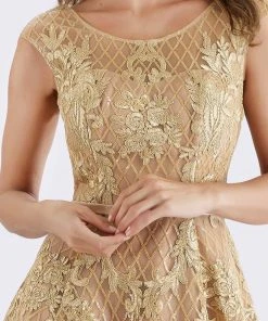 Feriani Couture - 18650 Cap Sleeve Embroidered High Low Gown