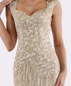 Feriani Couture - 18651 Cap Sleeve Fringed Lace Mermaid Dress 7 Feriani Couture - 18651 Cap Sleeve Fringed Lace Mermaid Dress