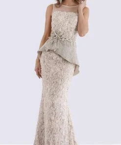 Feriani Couture - 18655 Embellished Illusion Bateau Peplum Dress