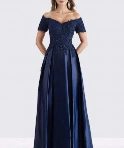Feriani Couture - 18657 Beaded Off Shoulder Pleated Evening Gown