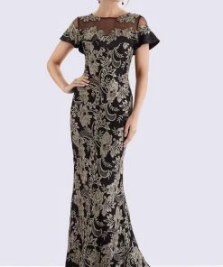 Feriani Couture - 18659 Embroidered Illusion Ruffled Evening Dress