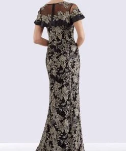 Feriani Couture - 18659 Embroidered Illusion Ruffled Evening Dress