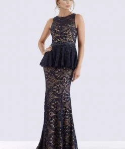 Feriani Couture - 18692 Beaded Lace Peplum Evening Dress