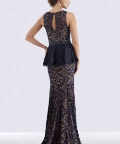 Feriani Couture - 18692 Beaded Lace Peplum Evening Dress 7 Feriani Couture - 18692 Beaded Lace Peplum Evening Dress