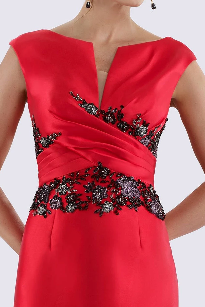 Feriani Couture - 18699 Cap Sleeve Contrast Floral Beaded Sheath Dress 5 Feriani Couture - 18699 Cap Sleeve Contrast Floral Beaded Sheath Dress