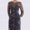 Feriani Couture - 18717 Quarter Length Sleeve Floral Lace Sheath Dress