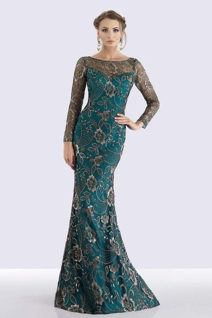 Feriani Couture - 18718 Floral Lace Long Sleeve Sheath Dress 3 Feriani Couture - 18718 Floral Lace Long Sleeve Sheath Dress