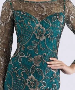Feriani Couture - 18718 Floral Lace Long Sleeve Sheath Dress 8 Feriani Couture - 18718 Floral Lace Long Sleeve Sheath Dress