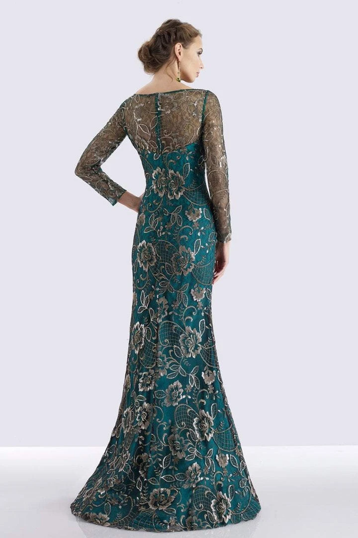 Feriani Couture - 18718 Floral Lace Long Sleeve Sheath Dress 4 Feriani Couture - 18718 Floral Lace Long Sleeve Sheath Dress