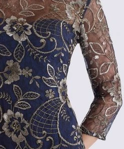 Feriani Couture - 18718 Floral Lace Long Sleeve Sheath Dress 9 Feriani Couture - 18718 Floral Lace Long Sleeve Sheath Dress