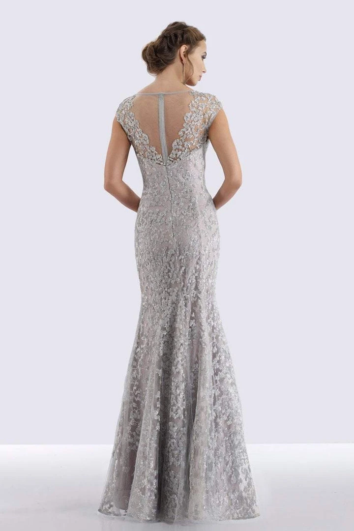 Feriani Couture - 18721 Cap Sleeve V-Neck Embellished Mermaid Gown 4 Feriani Couture - 18721 Cap Sleeve V-Neck Embellished Mermaid Gown