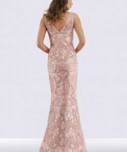 Feriani Couture - 18722 Deep V-neck Embellished Gown