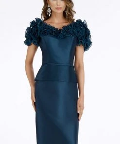 Feriani Couture - 18750 Ruffle Neck And Sleeves Cocktail Dress