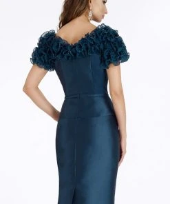 Feriani Couture - 18750 Ruffle Neck And Sleeves Cocktail Dress