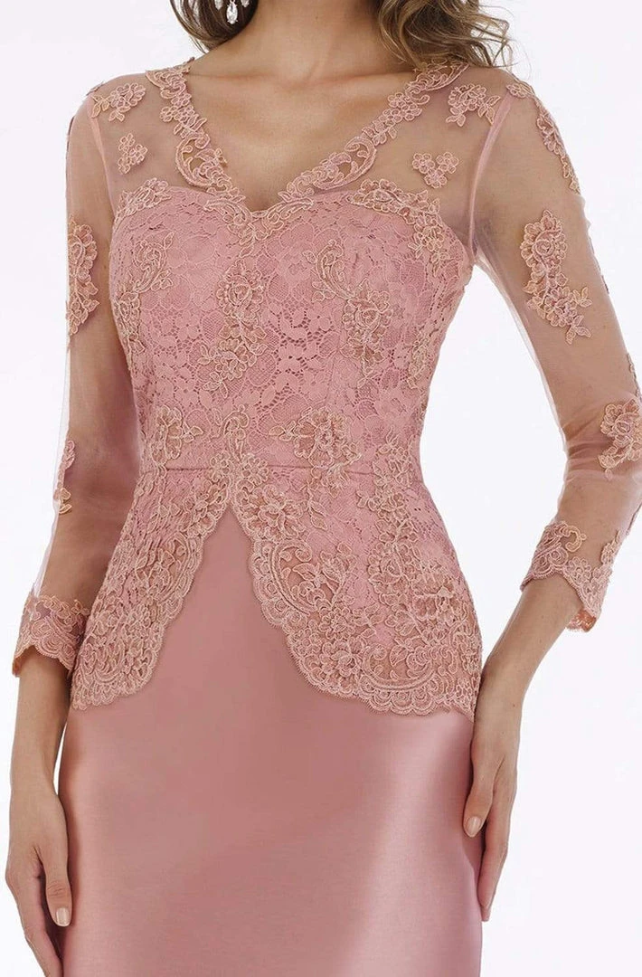 Feriani Couture - 18851 Sheer Lace Neckline Long Sleeve Cocktail Dress 5 Feriani Couture - 18851 Sheer Lace Neckline Long Sleeve Cocktail Dress