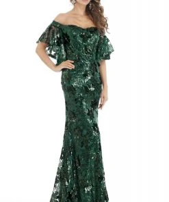 Feriani Couture - 18870 Sequin Embellished Off-Shoulder Dress
