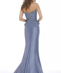 Feriani Couture - 18873 Strapless Embroidered Peplum Accent Gown