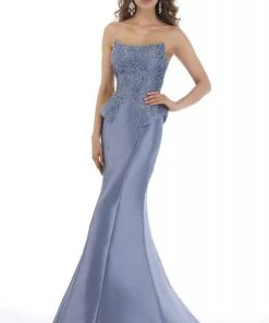 Feriani Couture - 18873 Strapless Embroidered Peplum Accent Gown