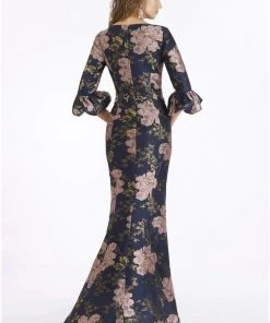 Feriani Couture - 18905 Floral Detailed V-neck Mermaid Dress 6 Feriani Couture - 18905 Floral Detailed V-neck Mermaid Dress