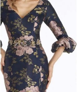 Feriani Couture - 18905 Floral Detailed V-neck Mermaid Dress 7 Feriani Couture - 18905 Floral Detailed V-neck Mermaid Dress