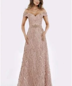 Feriani Couture - 18906 Embellished Plunging Off-Shoulder A-line Dress 6 Feriani Couture - 18906 Embellished Plunging Off-Shoulder A-line Dress