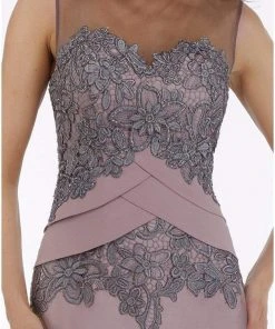 Feriani Couture - 18913 Floral Embroidered Sheer Bateau Mermaid Dress