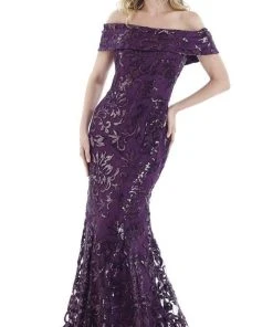 Feriani Couture - 18973 Off-Shoulder Paillette Adorned Trumpet Gown