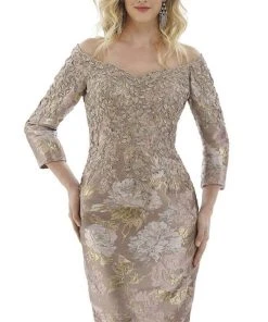 Feriani Couture - 20107 Embroidered Off Shoulder Fitted Dress