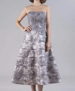 Feriani Couture - 20517 Tea Length Embroidered A-Line Dress