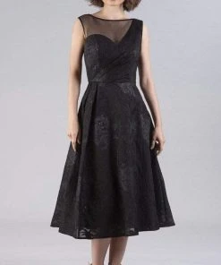 Feriani Couture - 20518 Cap Sleeve Draped Lace Dress