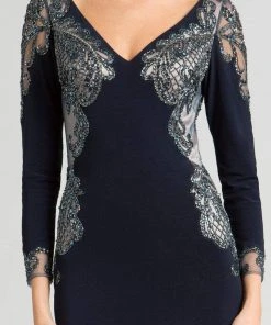Feriani Couture - 26231 Embellished V-neck Dress 8 Feriani Couture - 26231 Embellished V-neck Dress