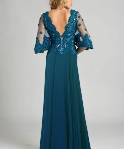 Feriani Couture - 26232 Embroidered V-neck Sheer Dress 7 Feriani Couture - 26232 Embroidered V-neck Sheer Dress